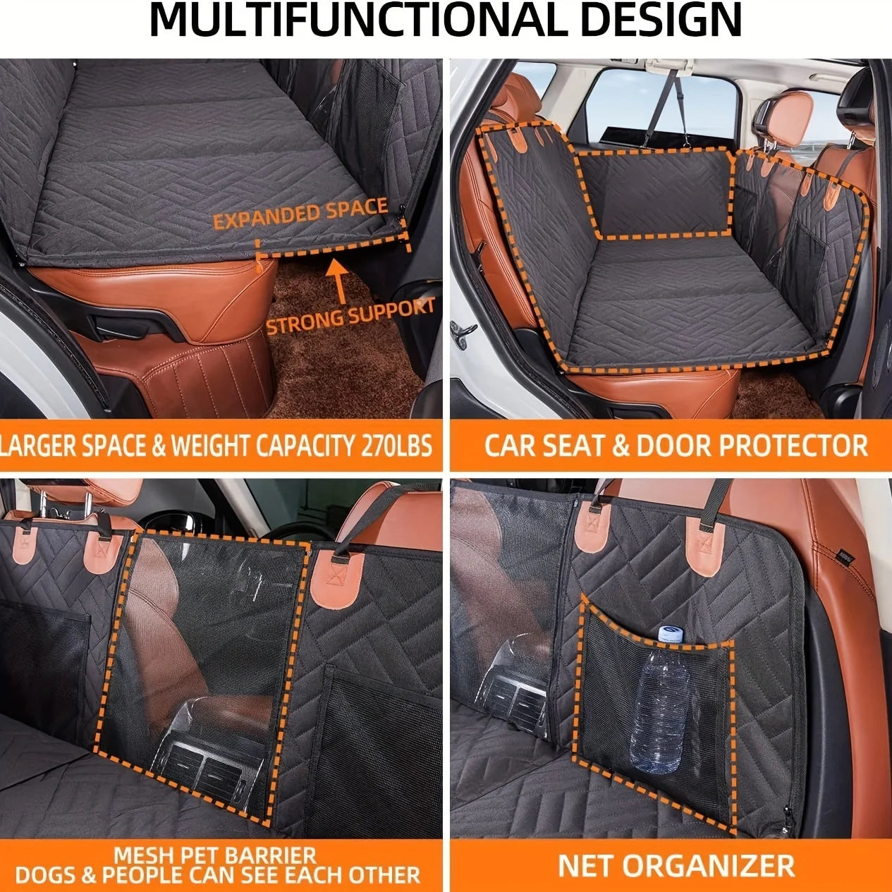 Waterproof Dog Car Seat Cover Hammock Back Seat Protector