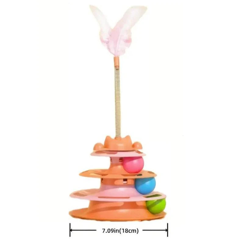 Interactive Cat Tower Track Toy With Rolling Balls