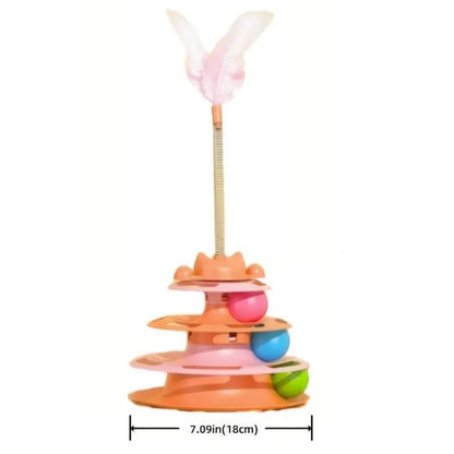 Interactive Cat Tower Track Toy With Rolling Balls