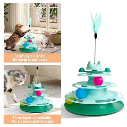 Interactive Cat Tower Track Toy With Rolling Balls