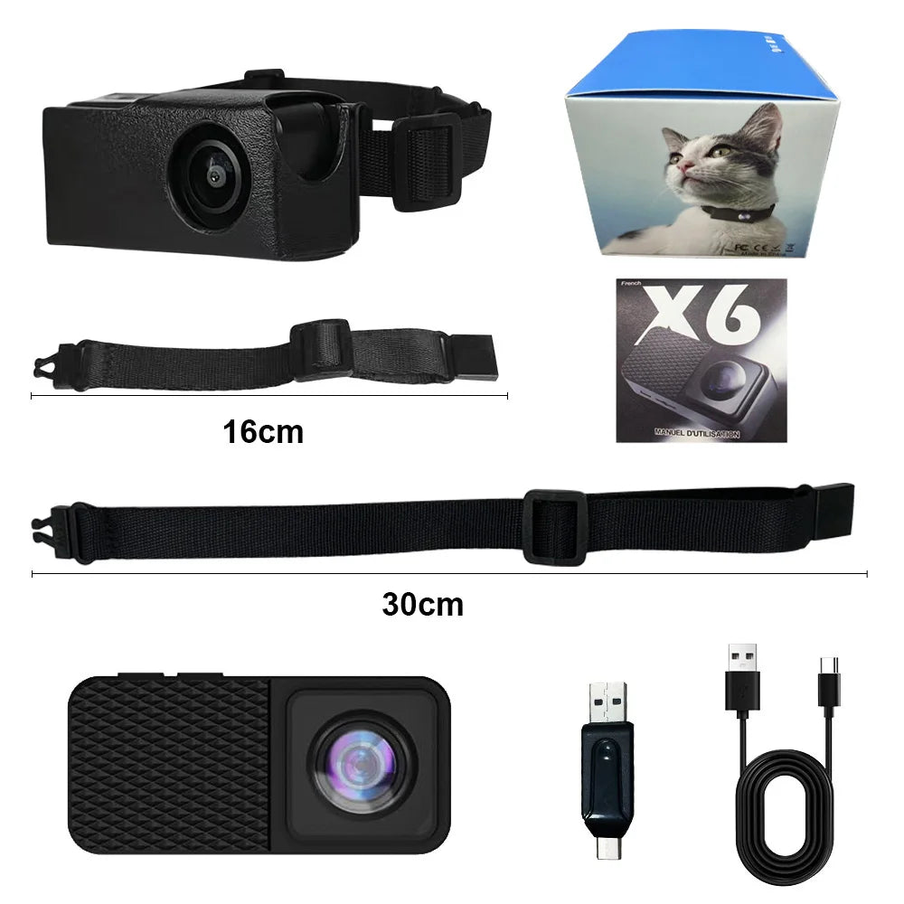 HD 1080P Pet Collar Camera With Wide-Angle Lens