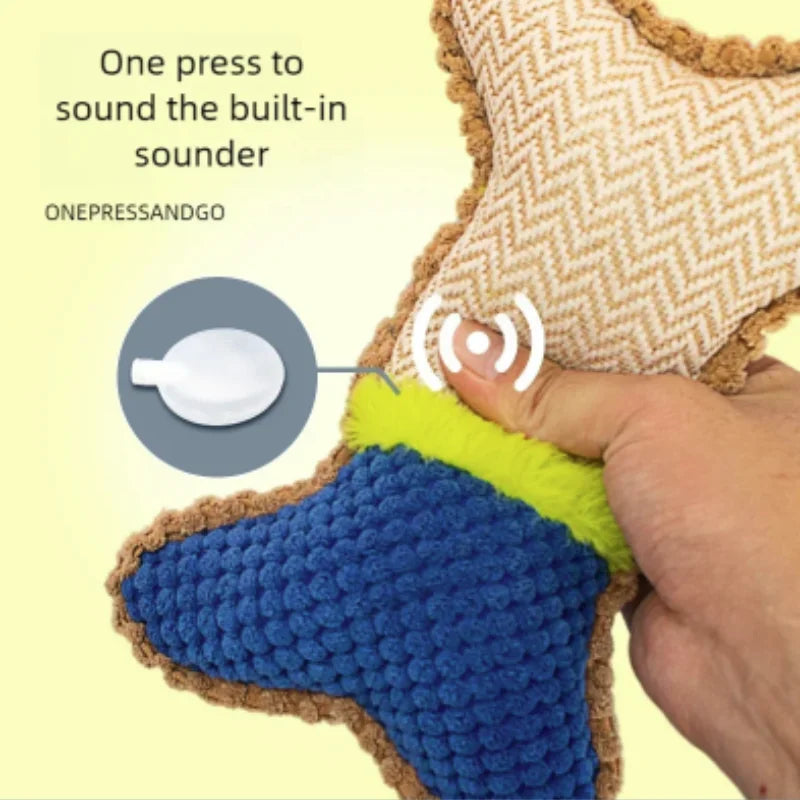 Plush Squeaky Bone Dog Toy – Teeth Cleaning Chew