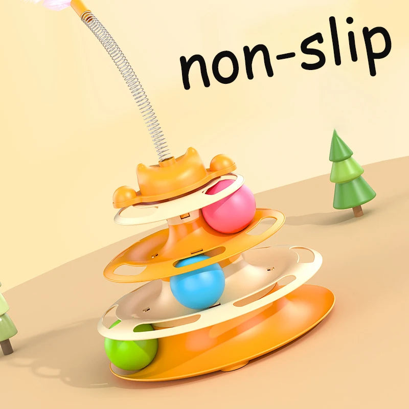 Interactive Cat Tower Track Toy With Rolling Balls