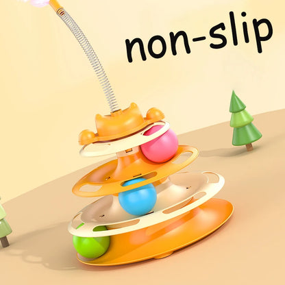 Interactive Cat Tower Track Toy With Rolling Balls
