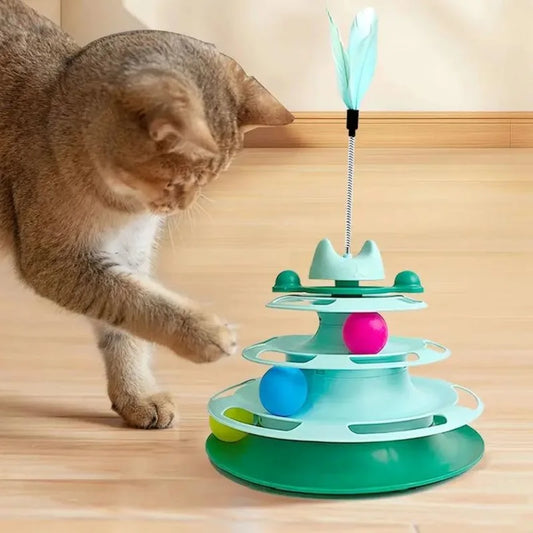 Interactive Cat Tower Track Toy With Rolling Balls