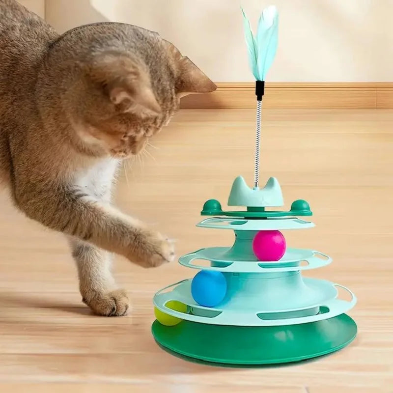 Interactive Cat Tower Track Toy With Rolling Balls