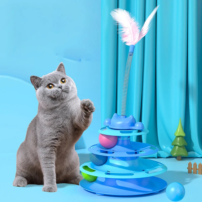 Interactive Cat Tower Track Toy With Rolling Balls