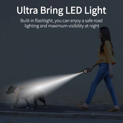 LED Retractable Dog Leash 5 m – Lighted, Tangle-Free